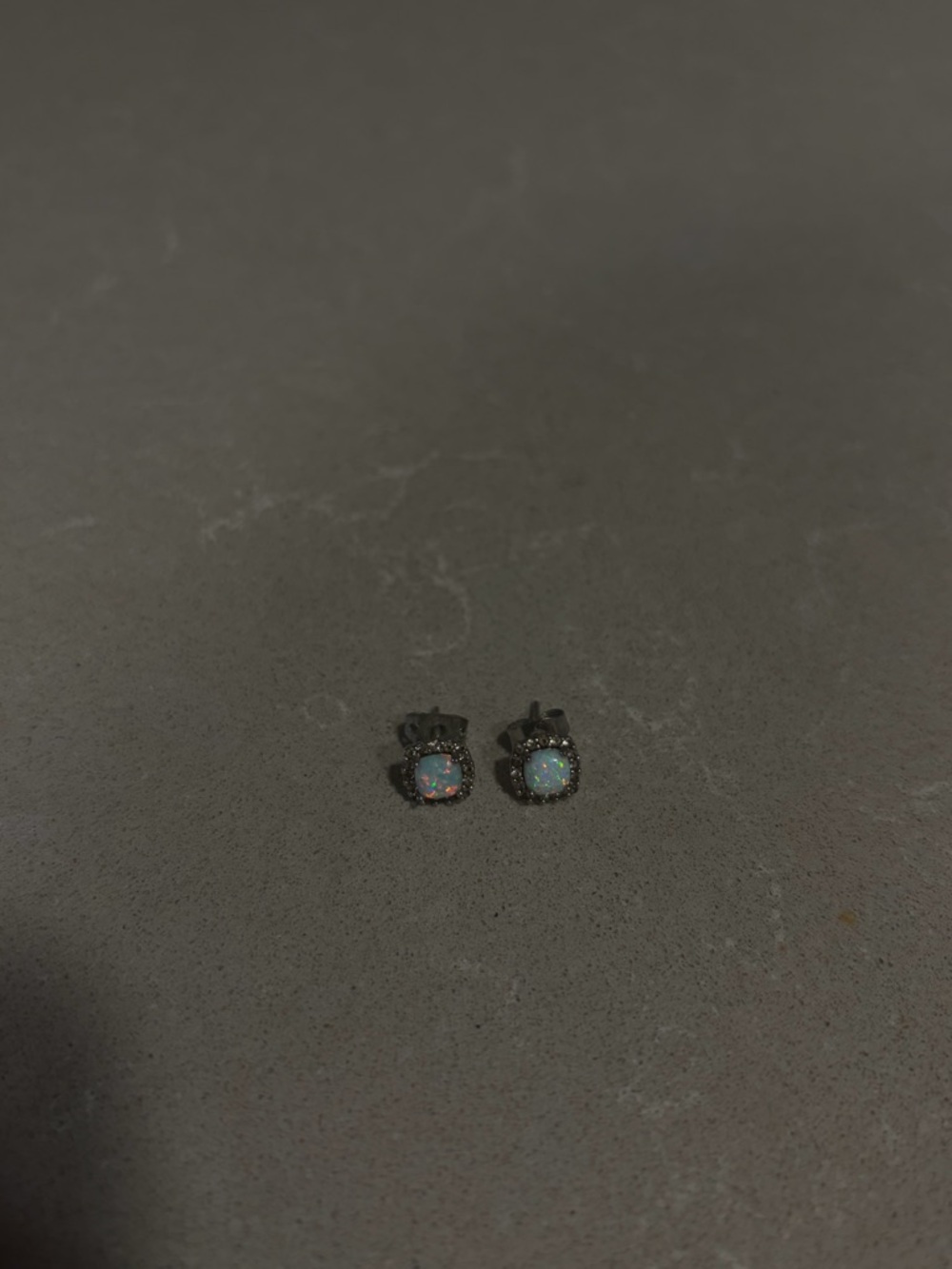 7.0mm 925 Sterling Silver Real Opal Square Stud Earrings with Crystal Setting - Picture 2 of 6
